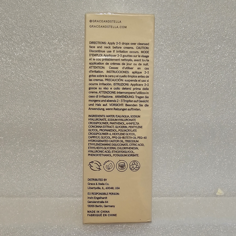 Grace & Stella Vegan Hyaluronic Acid Hydrating Serum 1.7 Oz NIB SEALED - Picture 2 of 4